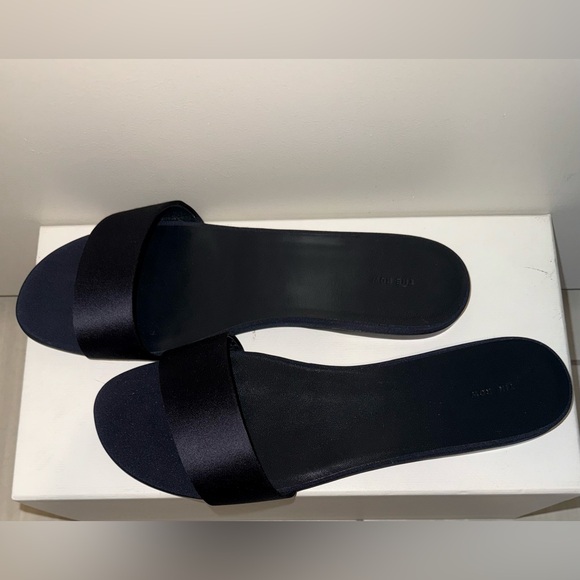 The Row Combo Satin Slide Sandal, 40, Navy - Picture 7 of 9